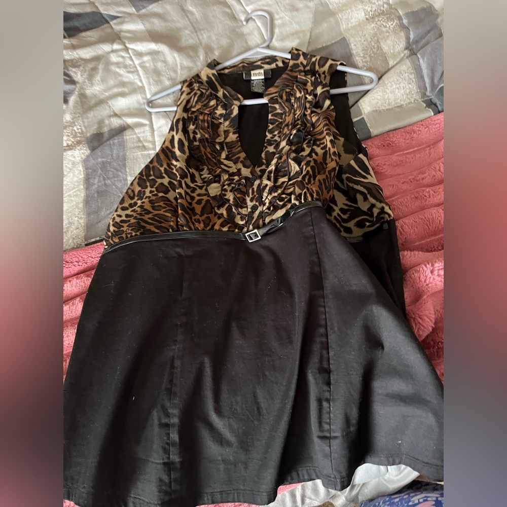 Leopard Print and Black blouse